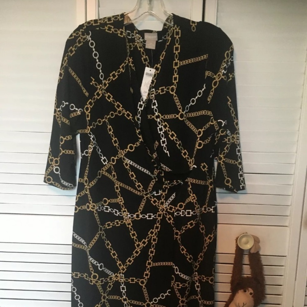 Chain Print Wrap Dress Size 2P 12 14 Multicolor